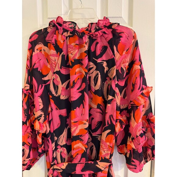 NWT Mudpie Portia Pink Dress Sz S Floral Ruffles Maxi Romantic Boho Party Event - Picture 10 of 16